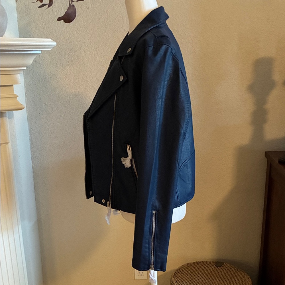 Blank NYC Blue Faux Leather Jacket - Picture 4 of 13